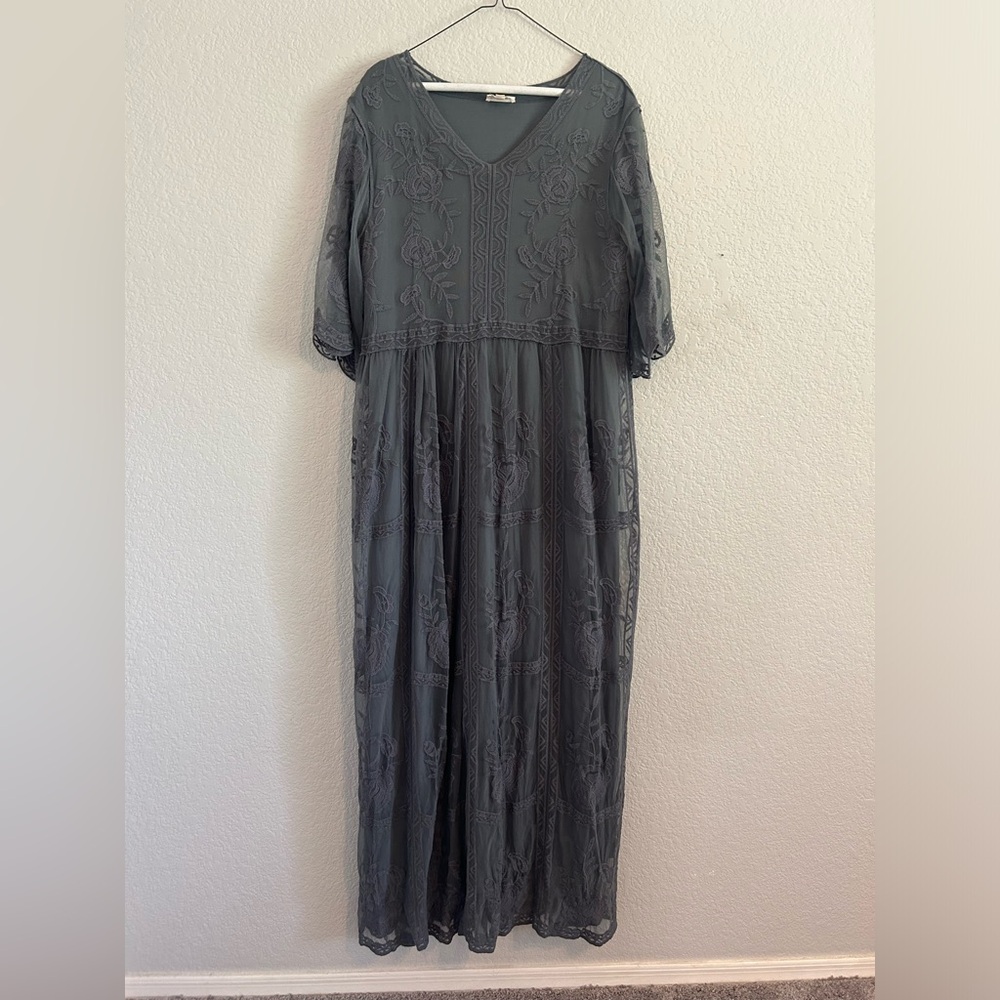 Women’s blue Orange Creek ‘Los Angeles’ dress boho lace size XL conservative